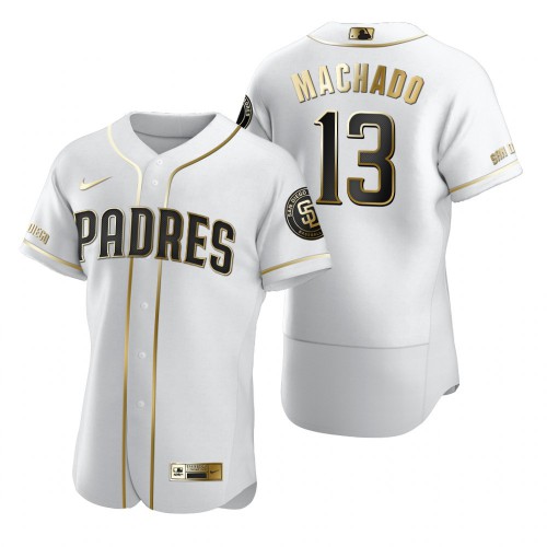 San Diego San Diego Padres #13 Manny Machado White Men's Authentic Golden Edition Jersey Men's
