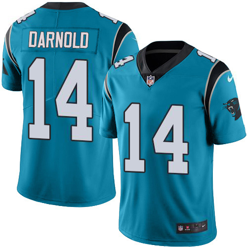 Panthers #14 Sam Darnold Blue Youth Stitched Limited Rush Jersey