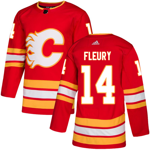Adidas Calgary Flames #14 Theoren Fleury Red Alternate Authentic Stitched Jersey Men's