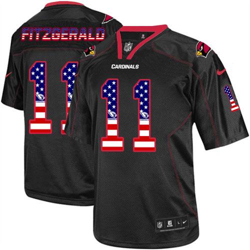 Cardinals #11 Larry Fitzgerald Black Men's Stitched Elite USA Flag Fashion Jersey