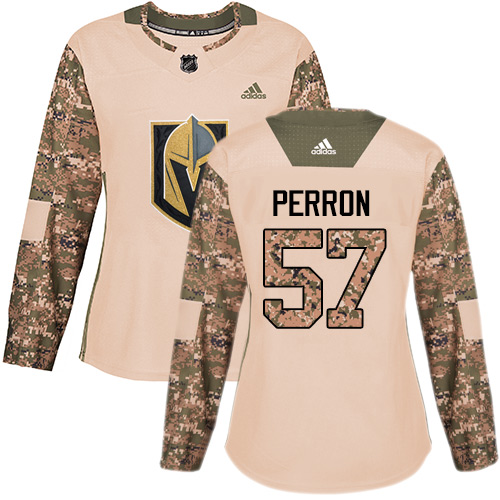 Adidas Golden Vegas Golden Knights #57 David Perron Camo Authentic 2017 Veterans Day Women's Stitched Jersey Womens