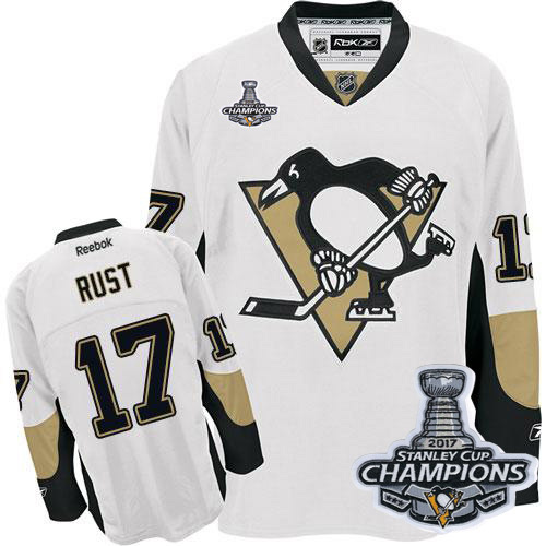 Pittsburgh Penguins #17 Bryan Rust White 2017 Stanley Cup Finals Champions Stitched Jersey Men's