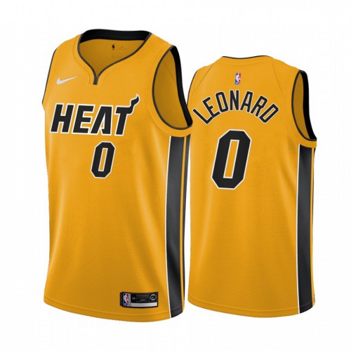 Miami Miami Heat #0 Meyers Leonard Yellow Womens Swingman 2020-21 Earned Edition Jersey Womens