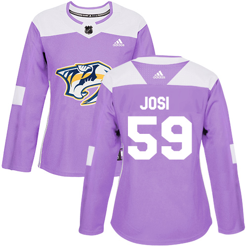 Adidas Nashville Predators #59 Roman Josi Purple Authentic Fights Cancer Women's Stitched Jersey Womens