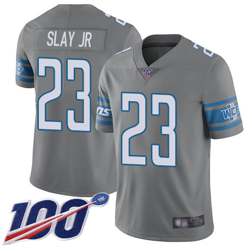 Detroit Lions #23 Darius Slay Jr Gray Youth Stitched Limited Rush 100th Season Jersey Youth