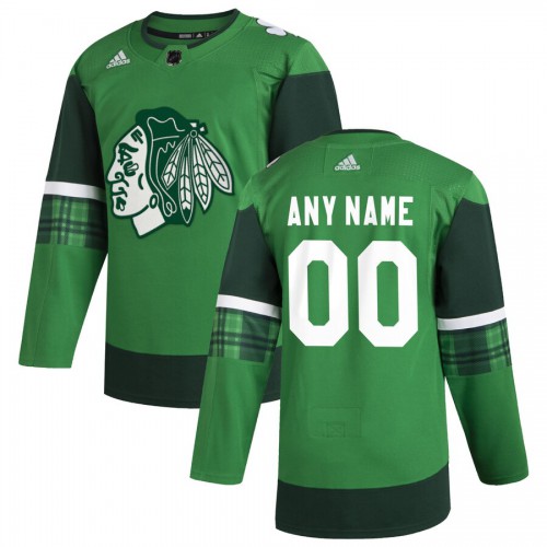 Chicago Blackhawks Men's Adidas 2020 St. Patrick's Day Custom Stitched Jersey Green