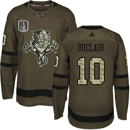 Adidas Panthers #10 Anthony Duclair Green 2023 Stanley Cup Final Patch Salute To Service Stitched Youth Jersey