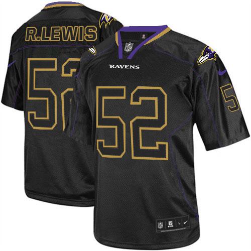Ravens #52 Ray Lewis Lights Out Black Men's Stitched Elite Jersey