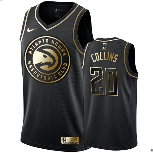 Atlanta Hawks #20 John Collins Mens Black Golden Edition Swingman Jersey Mens