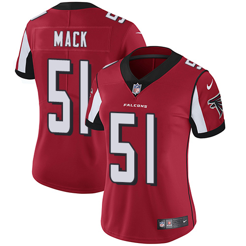 Atlanta Falcons #51 Alex Mack Red Team Color Women's Stitched Vapor Untouchable Limited Jersey Womens