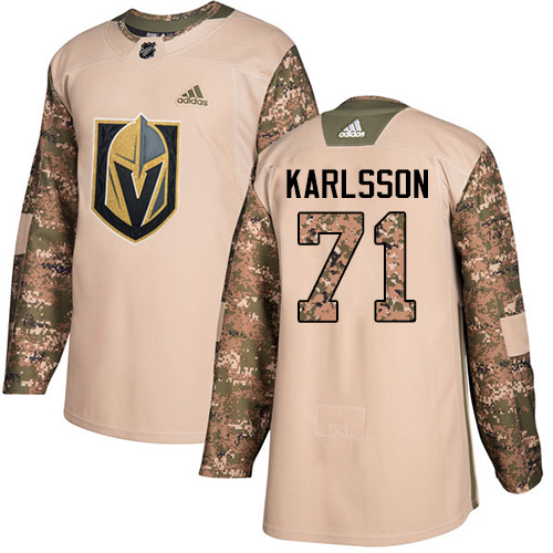 Adidas Golden Vegas Golden Knights #71 William Karlsson Camo Authentic 2017 Veterans Day Stitched Youth Jersey Youth