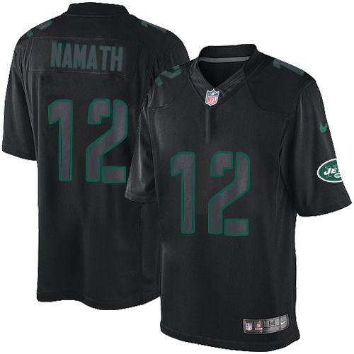 Jets #12 Joe Namath Black Men's Stitched Impact Limited Jersey