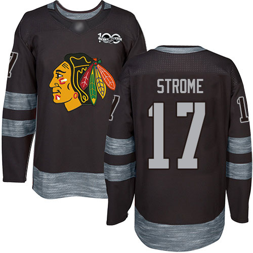 Adidas Chicago Blackhawks #17 Dylan Strome Black 1917-2017 100th Anniversary Stitched Jersey Men's