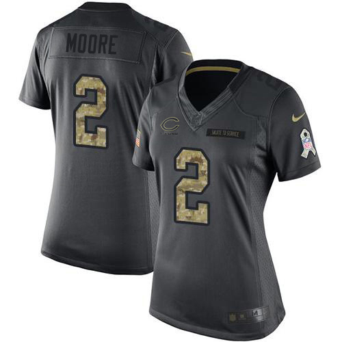 Bears #2 D.J. Moore Black Women's Stitched Limited 2016 Salute To Service Jersey