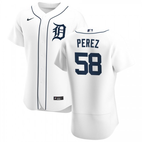 Detroit Detroit Tigers #58 Franklin Perez Men's White Home 2020 Authentic Player Jersey Men's