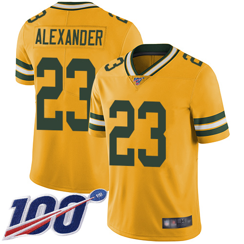 Packers #23 Jaire Alexander Yellow Men's Stitched Limited Rush 100th Season Jersey