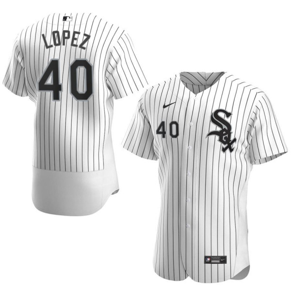 Men's Chicago White Sox 40 Authentic White Home 2020 Reynaldo Lopez Jersey