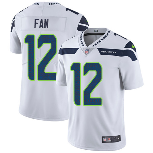 Seahawks #12 Fan White Men's Stitched Vapor Untouchable Limited Jersey