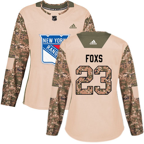Adidas New York Rangers #23 Adam Foxs Camo Authentic 2017 Veterans Day Women's Stitched Jersey Womens