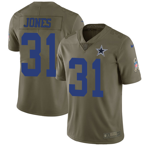 Dallas Cowboys #31 Byron Jones Olive Men's Stitched Limited 2017 Salute To Service Jersey Men's