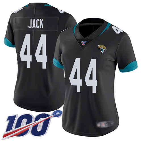 Jacksonville Jaguars #44 Myles Jack Black Team Color Women's Stitched 100th Season Vapor Limited Jersey Womens