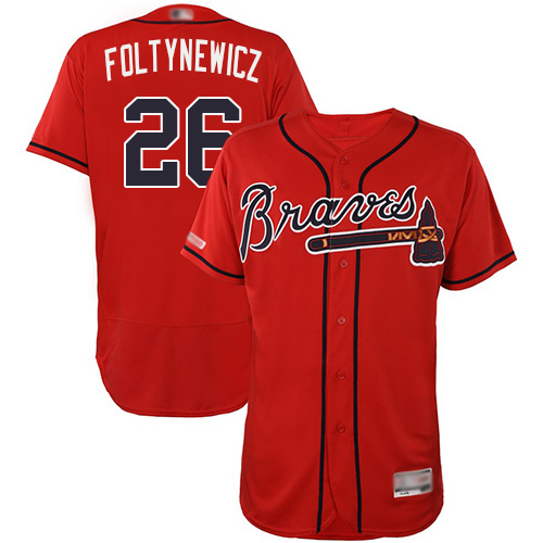 Atlanta Braves #26 Mike Foltynewicz Red Flexbase Authentic Collection Stitched Jersey Men's