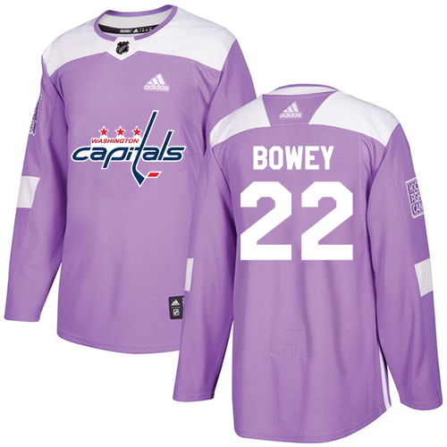 Adidas Washington Capitals #22 Madison Bowey Purple Authentic Fights Cancer Stitched Jersey Men's