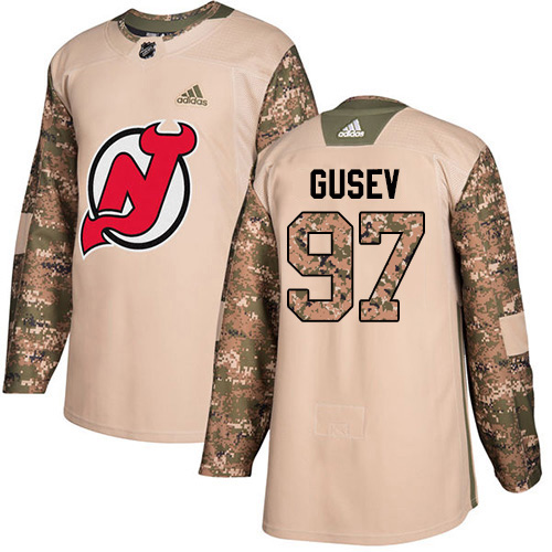 Adidas New Jersey Devils #97 Nikita Gusev Camo Authentic 2017 Veterans Day Stitched Jersey Men's