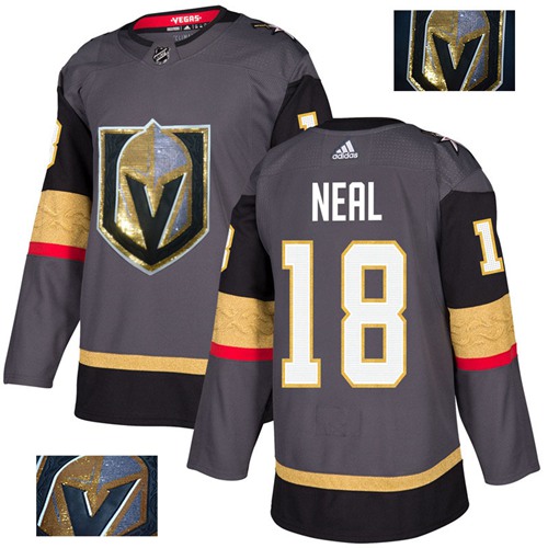 Adidas Golden Vegas Golden Knights #18 James Neal Grey Home Authentic Fashion Gold Stitched Jersey Men's