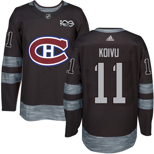 Adidas Montreal Canadiens #11 Saku Koivu Black 1917-2017 100th Anniversary Stitched Jersey Men's