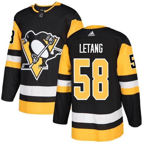 Adidas Pittsburgh Penguins #58 Kris Letang Black Home Authentic Stitched Youth Jersey Youth