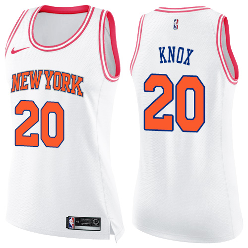 New York Knicks #20 Kevin Knox White/Pink Womens Swingman Fashion Jersey Womens