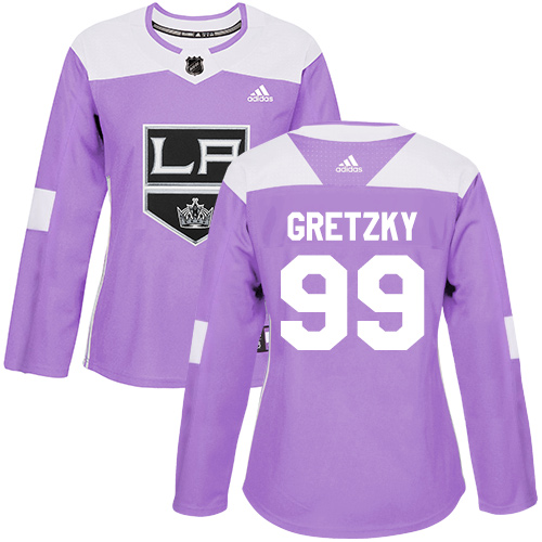 Adidas Los Angeles Kings #99 Wayne Gretzky Purple Authentic Fights Cancer Women's Stitched Jersey Womens