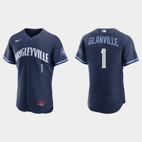 Chicago Chicago Cubs #1 Doug Glanville Men's 2021 City Connect Authentic Navy Jersey Men's