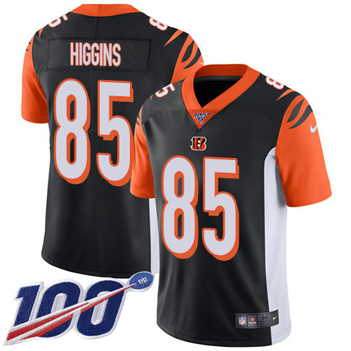 Bengals #85 Tee Higgins Black Team Color Men's Stitched 100th Season Vapor Untouchable Limited Jersey