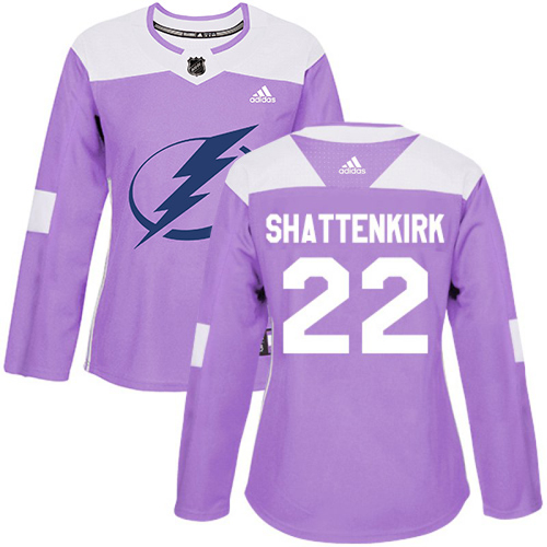 Adidas Tampa Bay Lightning #22 Kevin Shattenkirk Purple Authentic Fights Cancer Women's Stitched Jersey Womens
