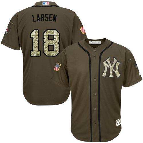 New York Yankees #18 Don Larsen Green Salute to Service Stitched Jersey Men's