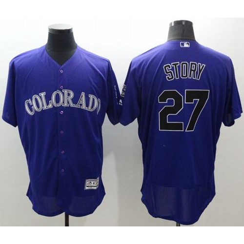Colorado Rockies #27 Trevor Story Purple Flexbase Authentic Collection Stitched Jersey Men's