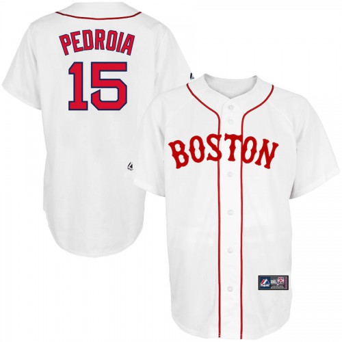 Boston Boston Red Sox #15 Dustin Pedroia Majestic Alternate Replica Player Jersey White Men's