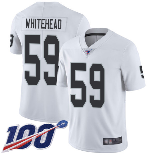 Las Vegas Raiders #59 Tahir Whitehead White Men's Stitched 100th Season Vapor Limited Jersey Men's