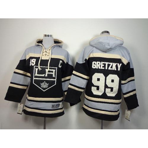 Los Angeles Kings #99 Wayne Gretzky Black Sawyer Hooded Sweatshirt Stitched Youth Jersey Youth