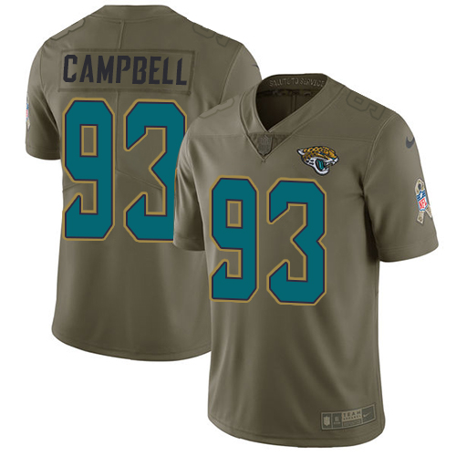 Jacksonville Jaguars #93 Calais Campbell Olive Men's Stitched Limited 2017 Salute to Service Jersey Men's