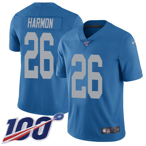 Detroit Lions #26 Duron Harmon Blue Throwback Youth Stitched 100th Season Vapor Untouchable Limited Jersey Youth