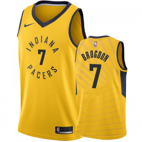 Indiana Pacers #7 Malcolm Brogdon Gold Swingman Statement Edition Jersey Mens