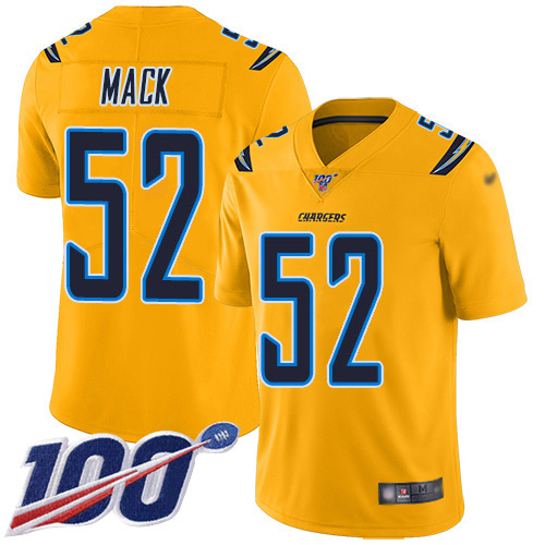 Chargers #52 Khalil Mack Gold Youth Stitched Limited Inverted Legend 100th Season Jersey