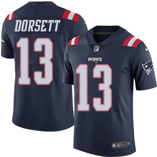 New England Patriots #13 Phillip Dorsett Navy Blue Youth Stitched Limited Rush Jersey Youth