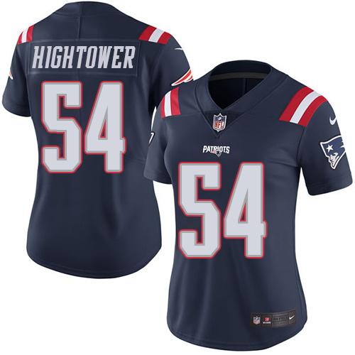 New England Patriots #54 Dont'a Hightower Navy Blue Women's Stitched Limited Rush Jersey Womens