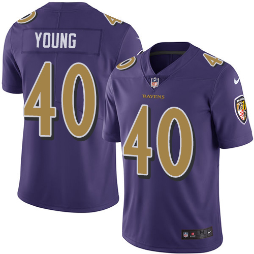 Baltimore Ravens #40 Kenny Young Purple Men's Stitched Limited Rush Jersey Men's