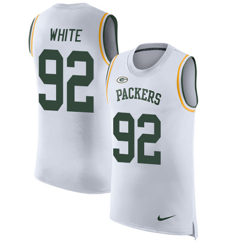 Packers #92 Reggie White White Men's Stitched Limited Rush Tank Top Jersey
