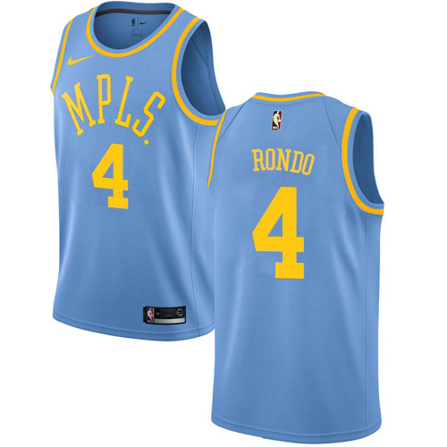 Los Angeles Lakers #4 Rajon Rondo Royal Blue Swingman Hardwood Classics Jersey Mens